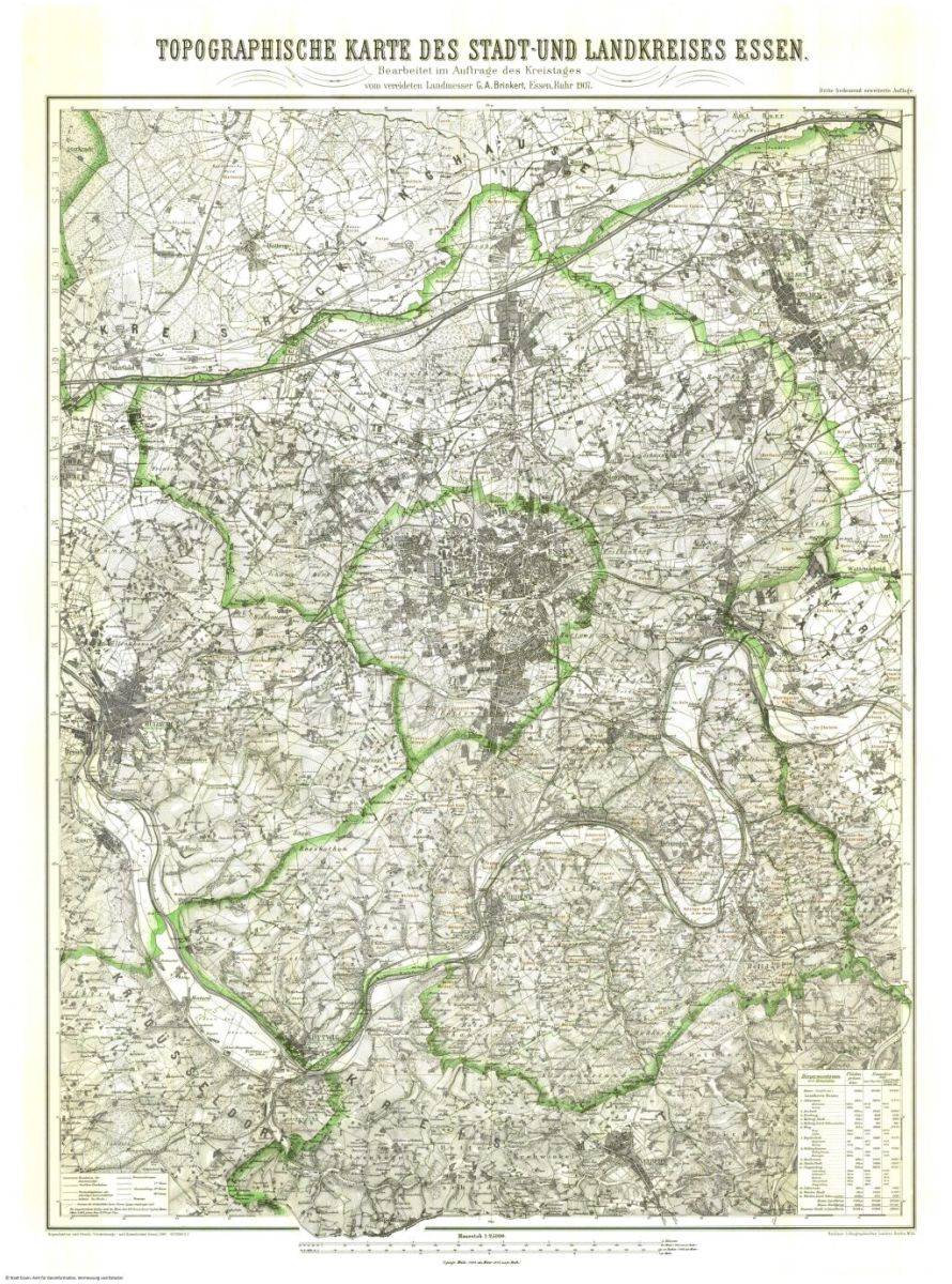 Topographische Karte des Stadt- und Landkreises Essen 1907 (G.A. Brinkert)