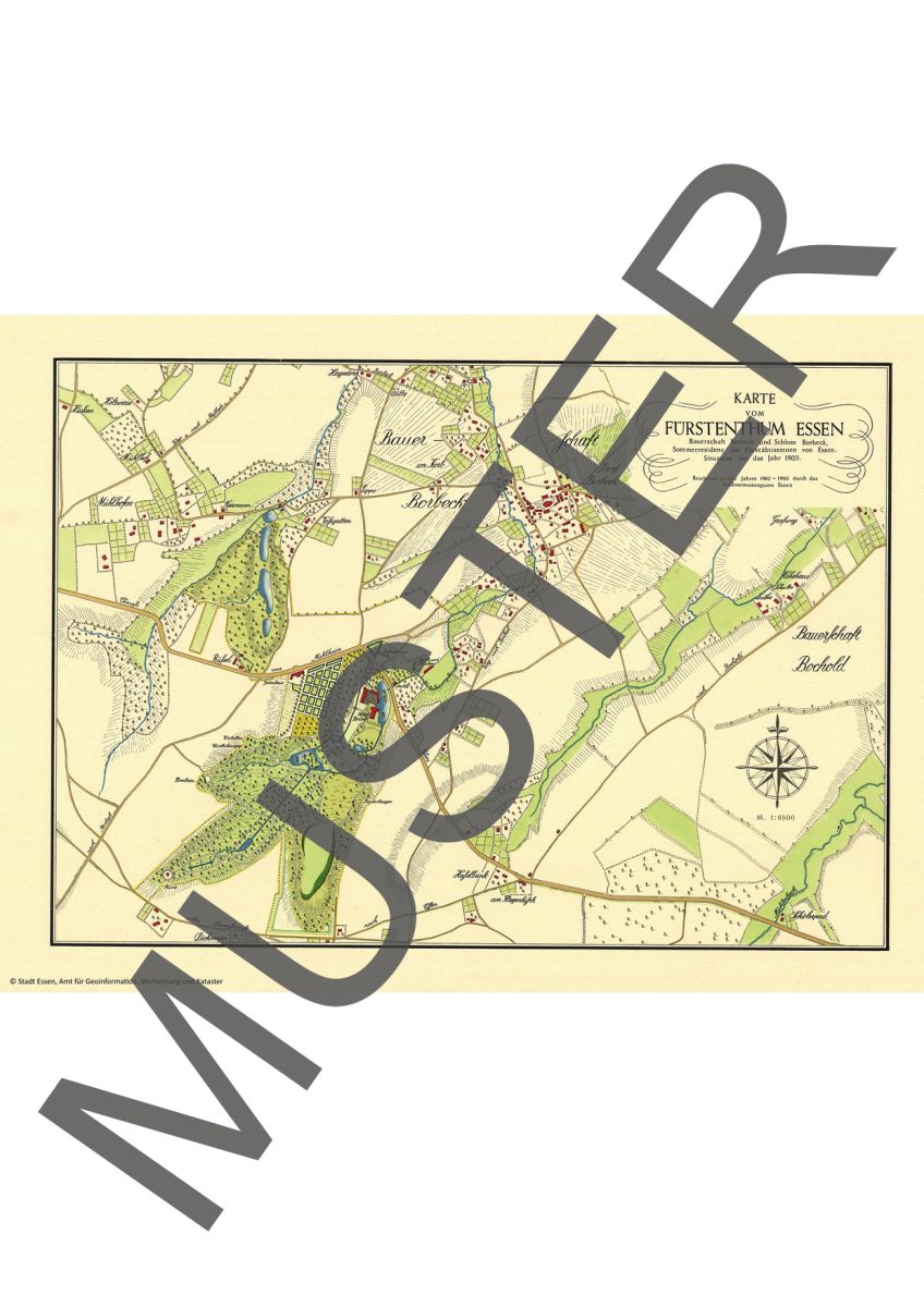 Historische Karte der Stadt Essen 1803/06 (Honigmann/Vogelsang) für Borbeck