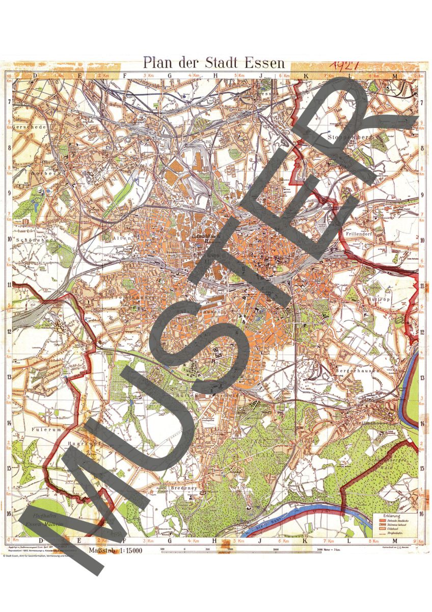 Plan der Stadt Essen 1927