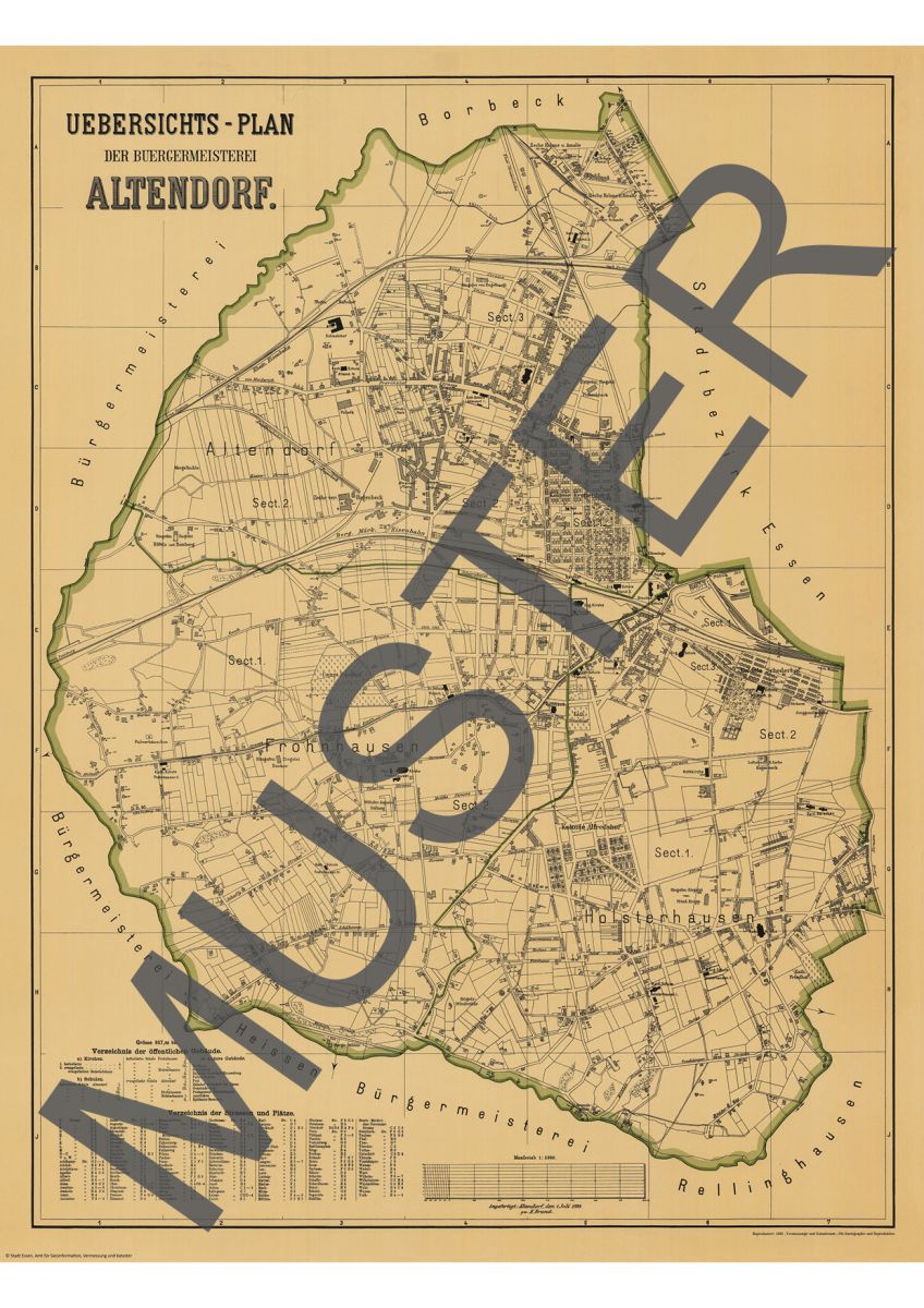 Übersichts-Plan der Bürgermeisterei Altendorf 1898
