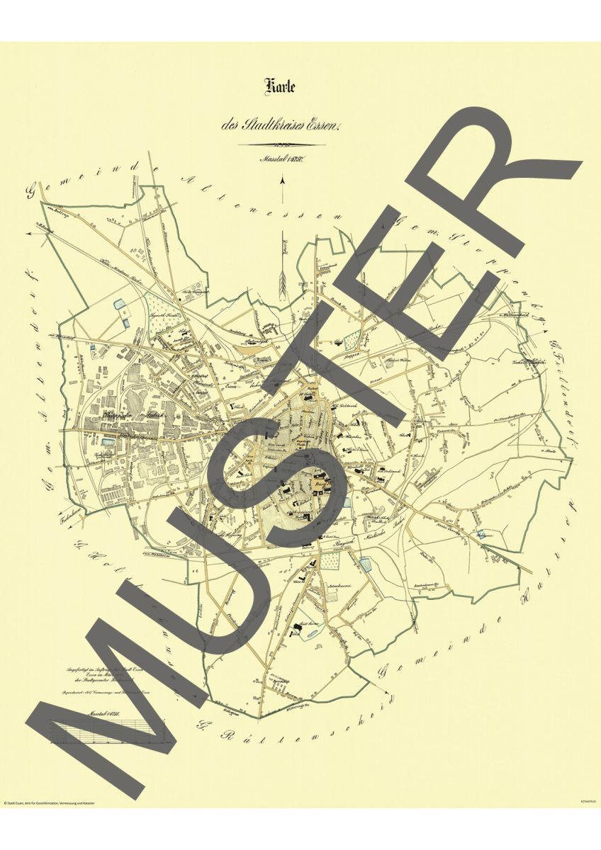 Karte des Stadtkreises Essen 1880 (Heidenreich)