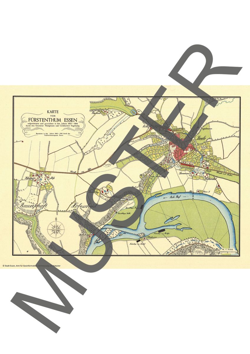 Historische Karte der Stadt Essen 1803/06 (Honigmann/Vogelsang) für Steele