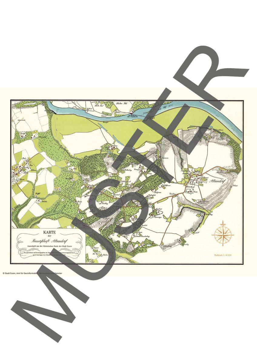 Historische Karte der Stadt Essen 1803/06 (Honigmann/Vogelsang) für Altendorf