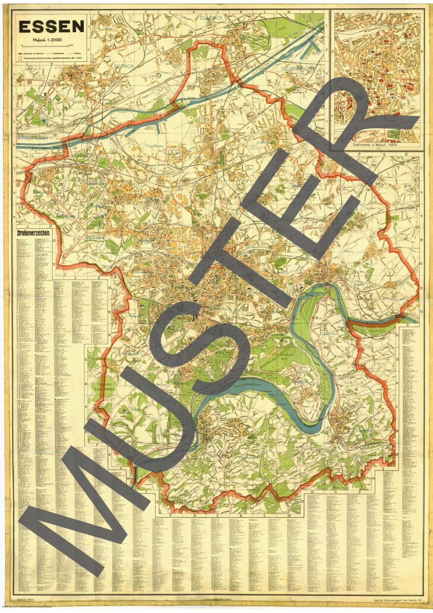 Stadtplan Essen 1942
