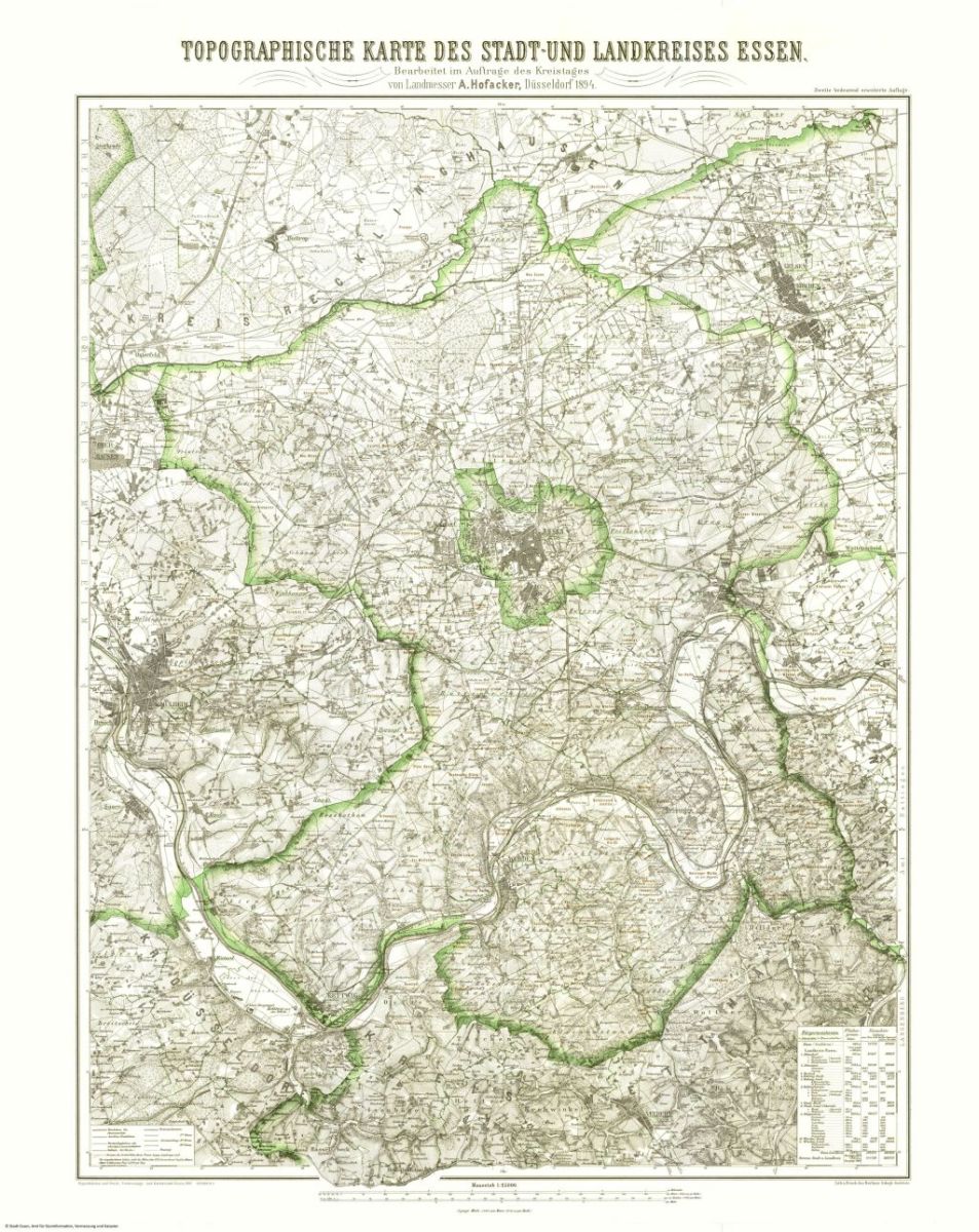 Topographische Karte des Stadt- und Landkreises Essen 1894 (A. Hofacker)