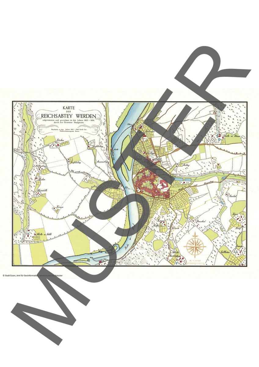 Historische Karte der Stadt Essen 1803/06 (Honigmann/Vogelsang) für Werden