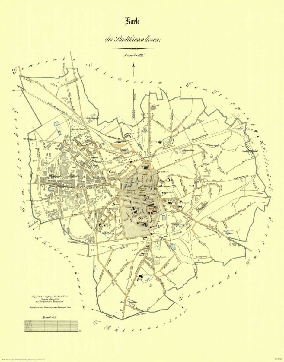 Karte des Stadtkreises Essen 1880 (Heidenreich)