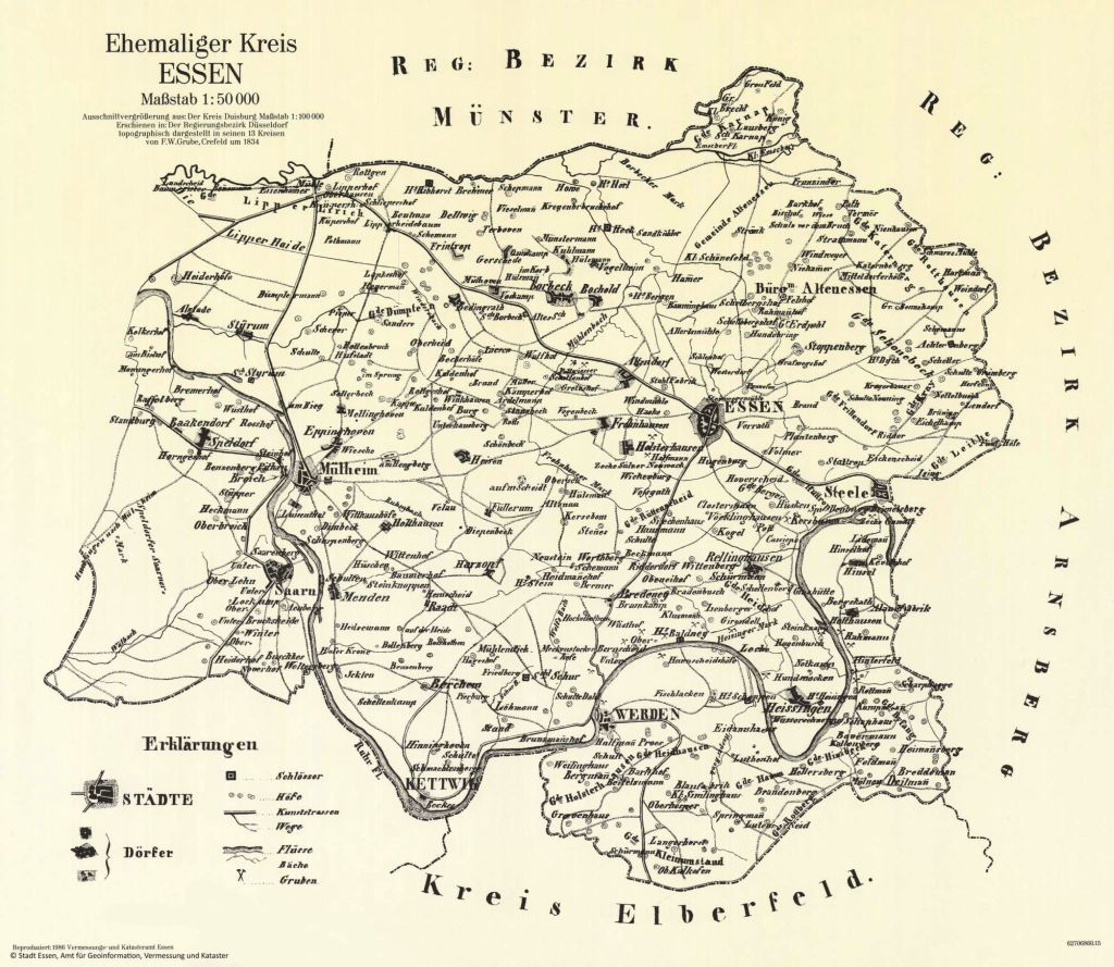 Ehemaliger Kreis Essen 1834 (F.W. Grube)