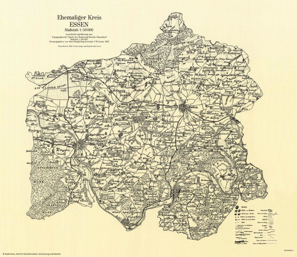 Ehemaliger Kreis Essen 1837 (F.W. Grube)