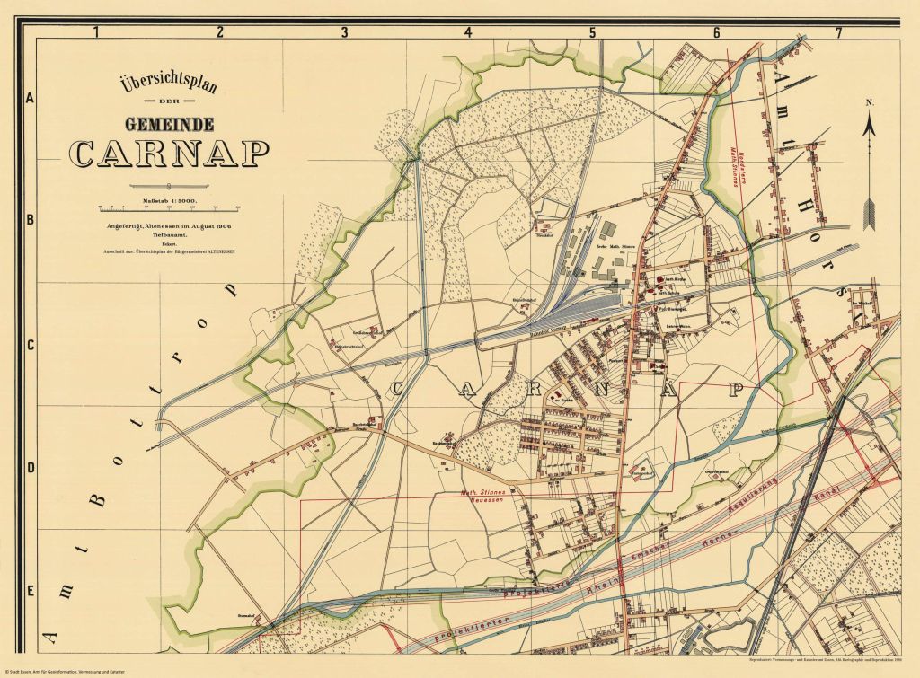 Übersichtsplan der Gemeinde Carnap 1906