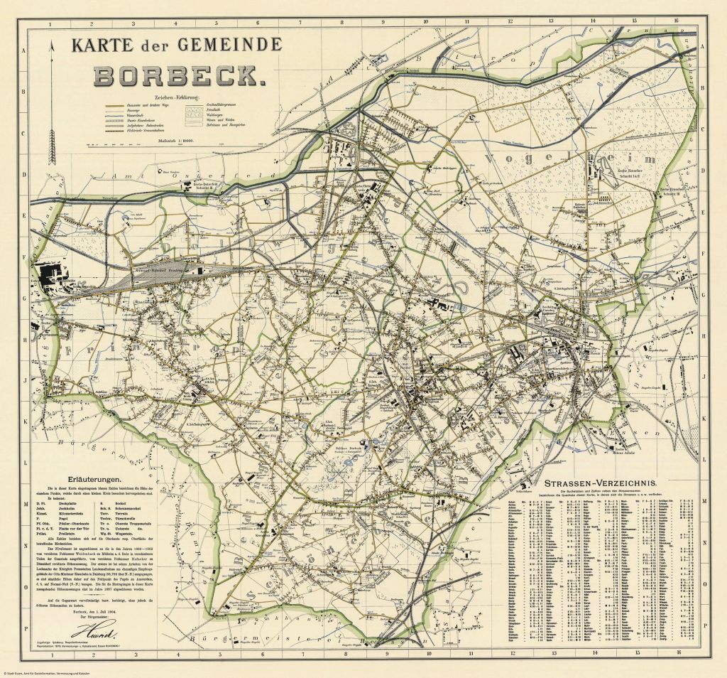 Karte der Gemeinde Borbeck 1904