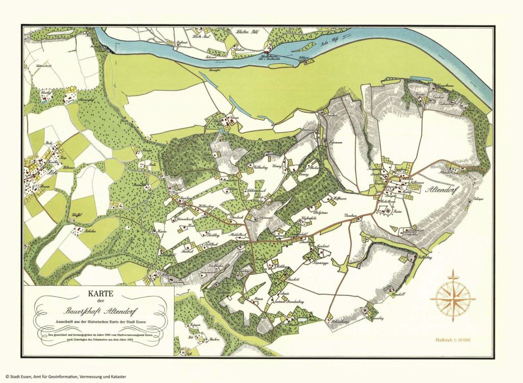 Historische Karte der Stadt Essen 1803/06 (Honigmann/Vogelsang) für Altendorf