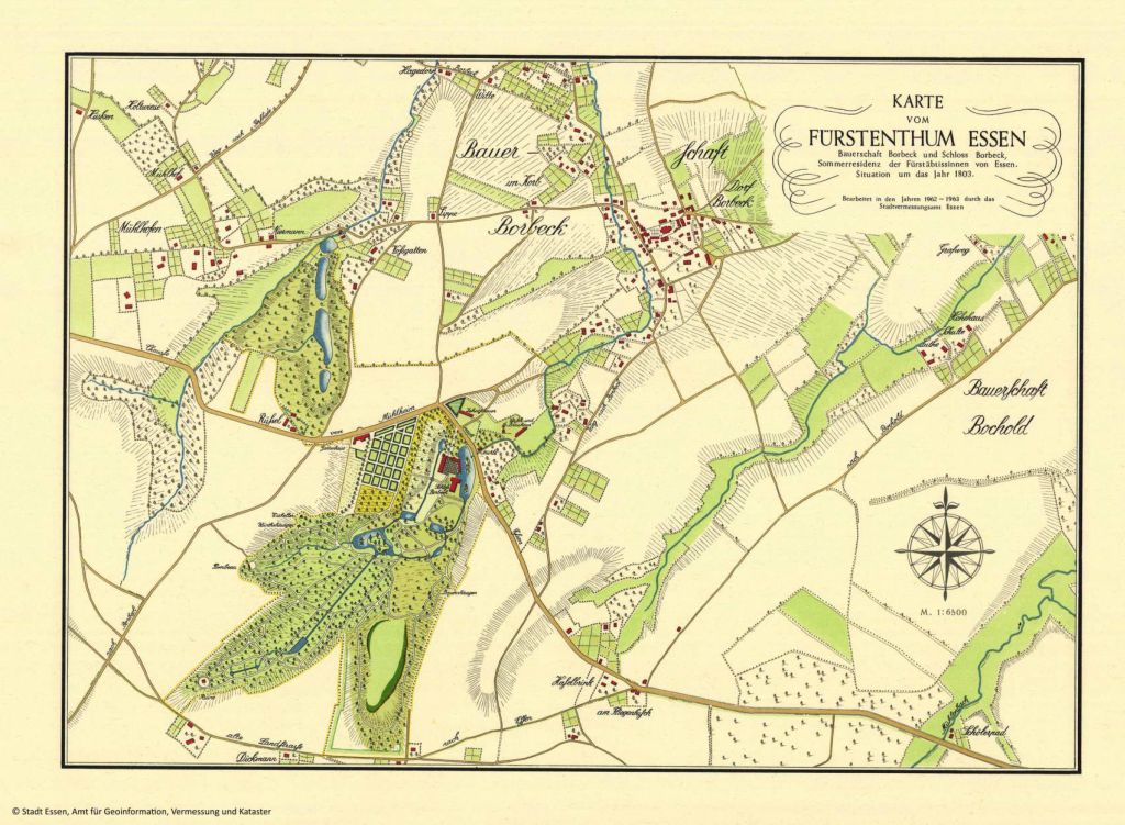 Historische Karte der Stadt Essen 1803/06 (Honigmann/Vogelsang) für Borbeck