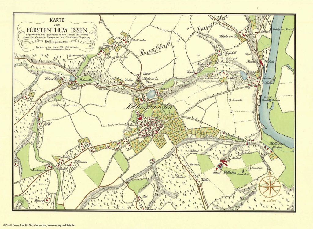 Historische Karte der Stadt Essen 1803/06 (Honigmann/Vogelsang) für Rellinghausen