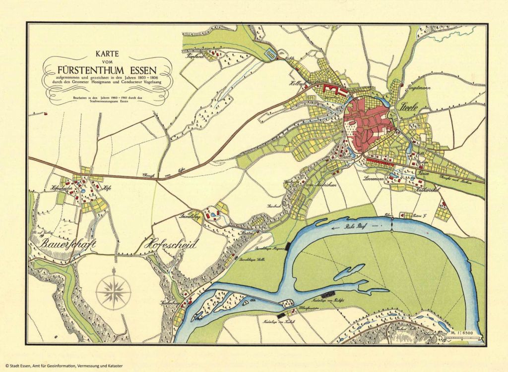 Historische Karte der Stadt Essen 1803/06 (Honigmann/Vogelsang) für Steele