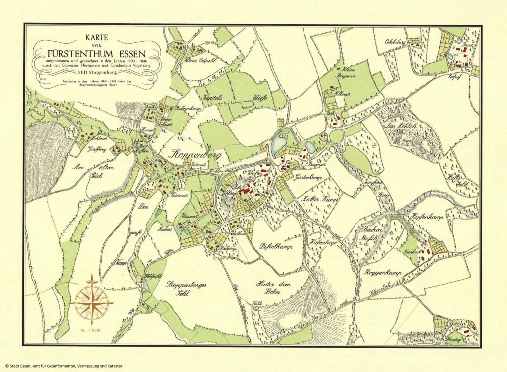 Historische Karte der Stadt Essen 1803/06 (Honigmann/Vogelsang) für Stoppenberg