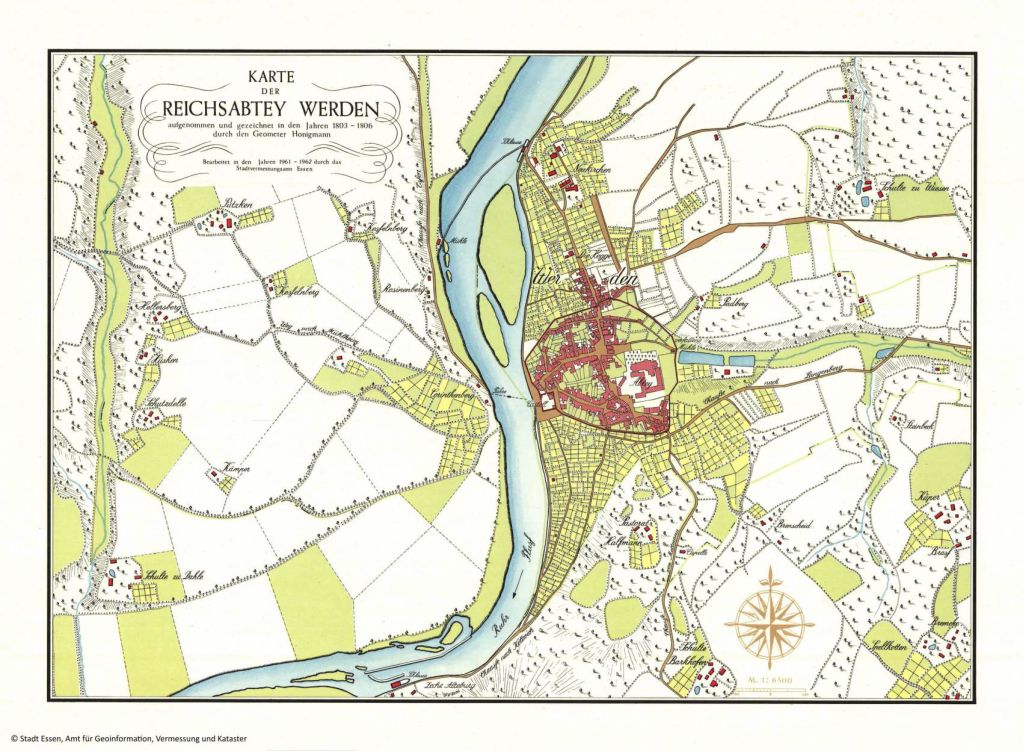 Historische Karte der Stadt Essen 1803/06 (Honigmann/Vogelsang) für Werden